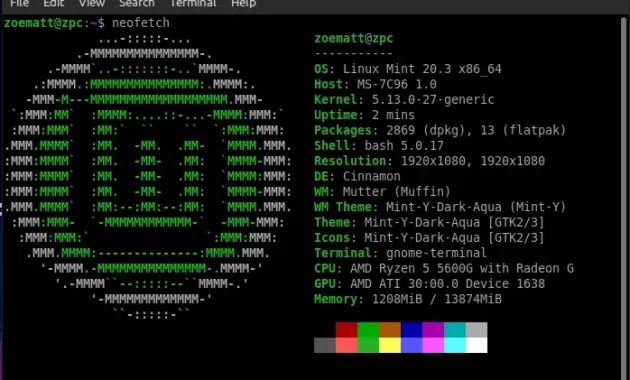 spesifikasi komputer di linux